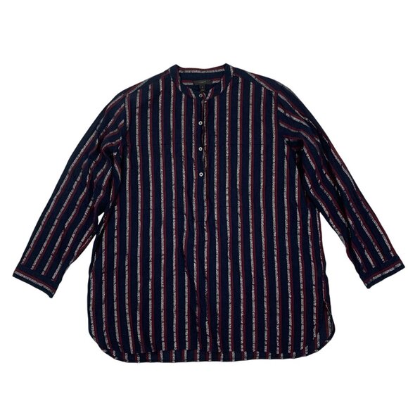 J Crew Popover Top 8 Navy Striped Long Sleeve Casual Workwear Preppy - Picture 1 of 5